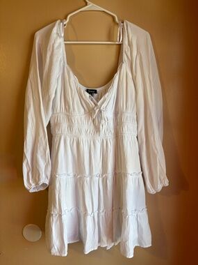 Trixxi White Flowing Dress with Scoop Neck